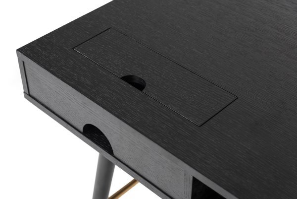 Modrest Billy Modern Black Oak & Gold Office Desk - Image 4