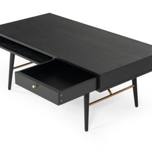 Modrest Billy Modern Black Oak & Gold Coffee Table