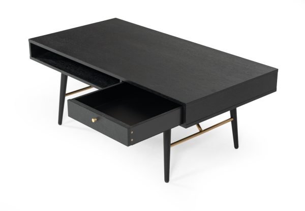Modrest Billy Modern Black Oak & Gold Coffee Table