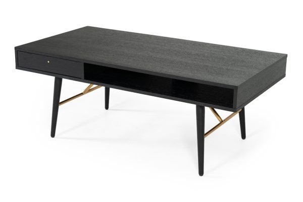 Modrest Billy Modern Black Oak & Gold Coffee Table - Image 3