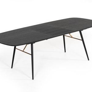 Modrest Billy Modern Black Oak & Gold Extendable Dining Table