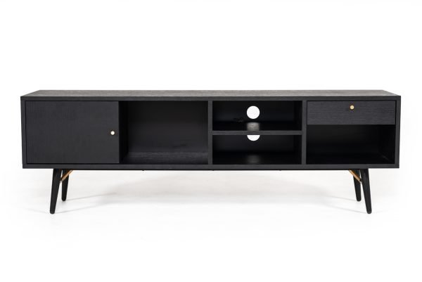 Modrest Billy Modern Black Oak & Gold TV Stand - Image 3