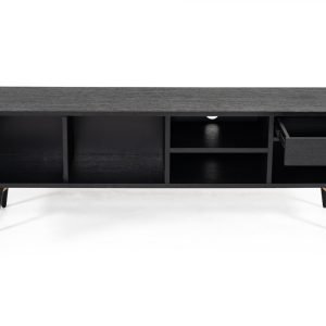 Modrest Billy Modern Black Oak & Gold TV Stand