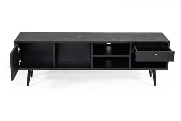 Modrest Billy Modern Black Oak & Gold TV Stand