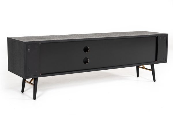 Modrest Billy Modern Black Oak & Gold TV Stand - Image 2