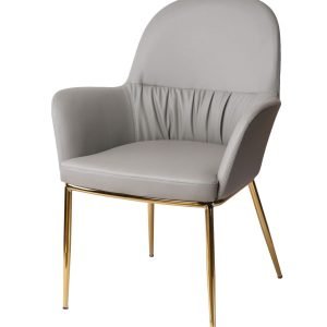 Modrest Blanton - Modern Grey Leatherette & Gold Accent Chair