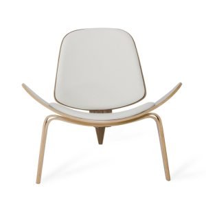 Modrest Warren Mid-Century White & Walnut Accent Chair
