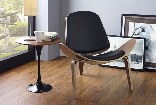 Modrest Warren Mid-Century Black & Walnut Accent Chair - Image 4