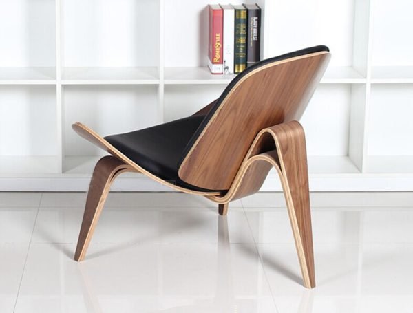 Modrest Warren Mid-Century Black & Walnut Accent Chair - Image 3