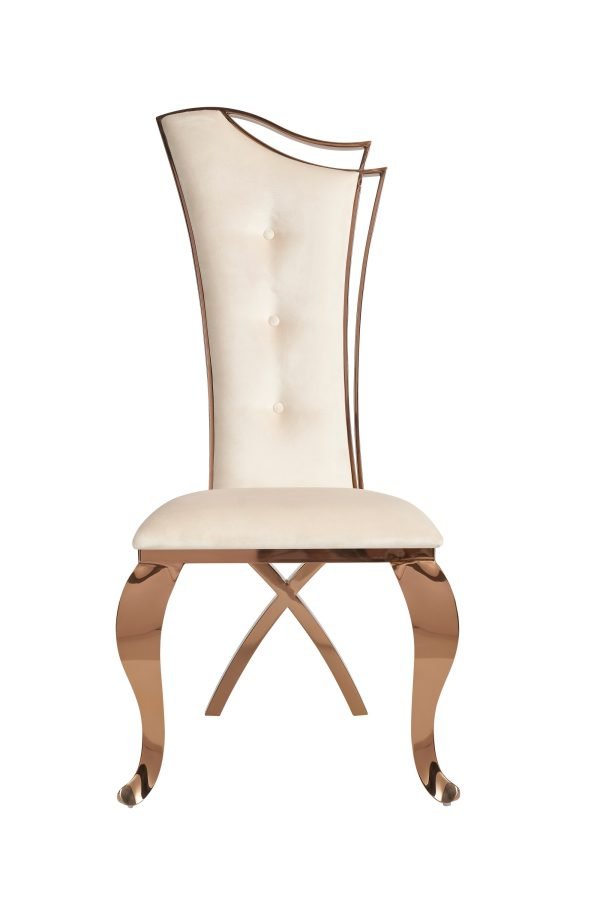 Modrest Bonnie - Beige Velvet & Rose Gold Dining Chair (Set of 2) - Image 2