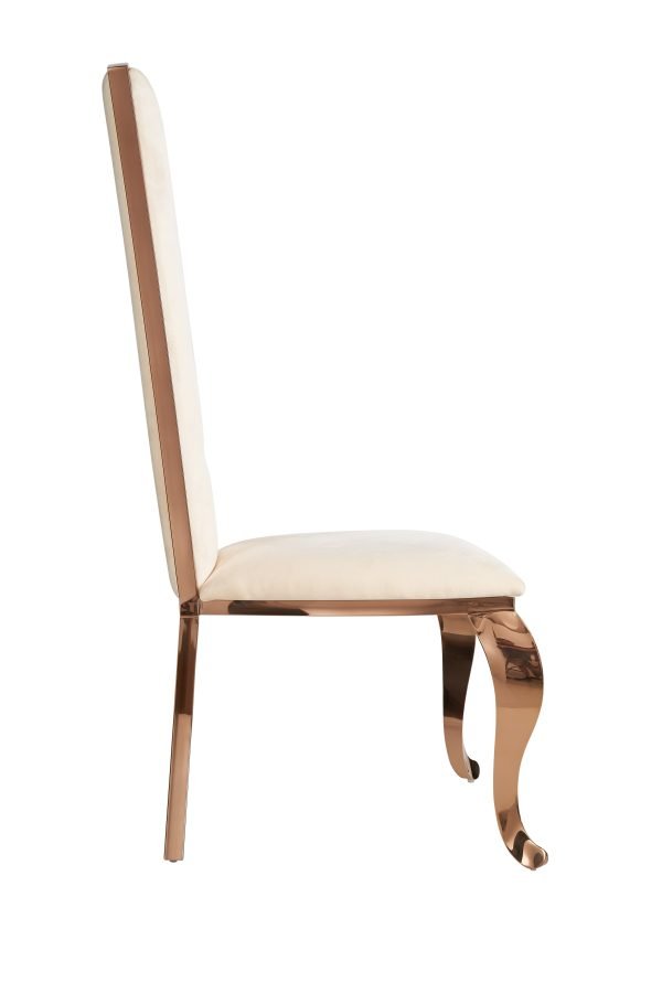 Modrest Bonnie - Beige Velvet & Rose Gold Dining Chair (Set of 2) - Image 3