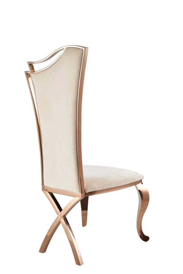 Modrest Bonnie - Beige Velvet & Rose Gold Dining Chair (Set of 2) - Image 4