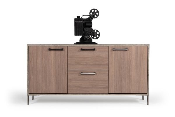 Nova Domus Boston Modern Brown Oak & Faux Concrete Office File Cabinet - Image 3
