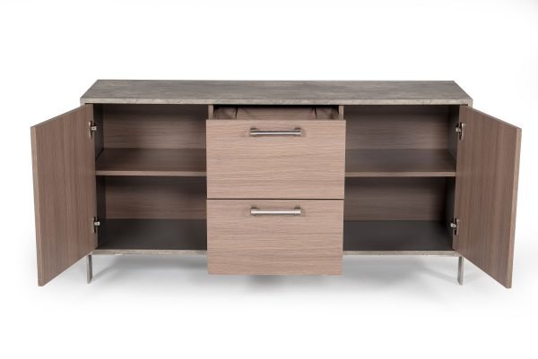 Nova Domus Boston Modern Brown Oak & Faux Concrete Office File Cabinet - Image 5