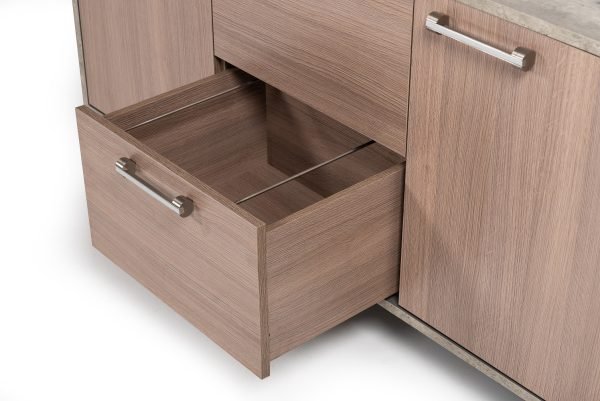 Nova Domus Boston Modern Brown Oak & Faux Concrete Office File Cabinet - Image 4