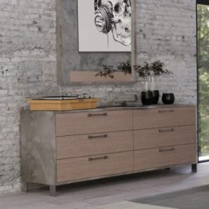 Nova Domus Boston - Modern Brown Oak & Brushed Stainless Steel Dresser