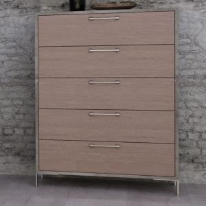 Nova Domus Boston - Modern Brown Oak & Brushed Stainless Steel Chest