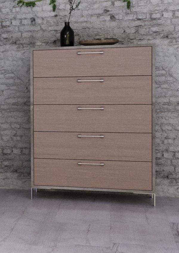 Nova Domus Boston - Modern Brown Oak & Brushed Stainless Steel Chest