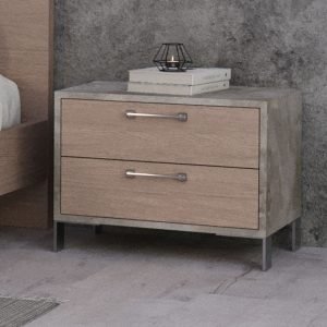 Nova Domus Boston - Modern Brown Oak & Brushed Stainless Steel Nightstand