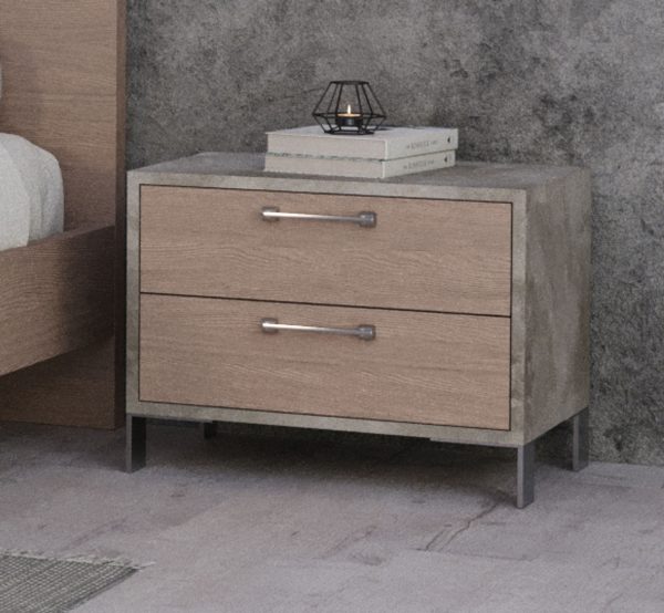 Nova Domus Boston - Modern Brown Oak & Brushed Stainless Steel Nightstand