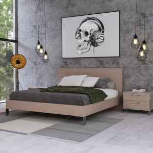 Eastern King Nova Domus Boston - Modern Brown Oak & Brushed Stainless Steel Bed
