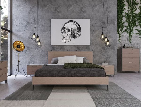Eastern King Nova Domus Boston - Modern Brown Oak & Brushed Stainless Steel Bed - Image 2