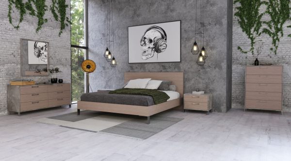 Eastern King Nova Domus Boston - Modern Brown Oak & Brushed Stainless Steel Bed - Image 3