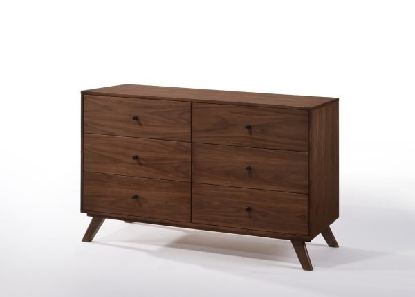 Modrest Addison Mid-Century Modern Grey & Walnut Bedroom Set - Image 2