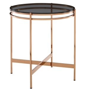 Modrest Bradford - Modern Smoked Glass & Rosegold Small End Table
