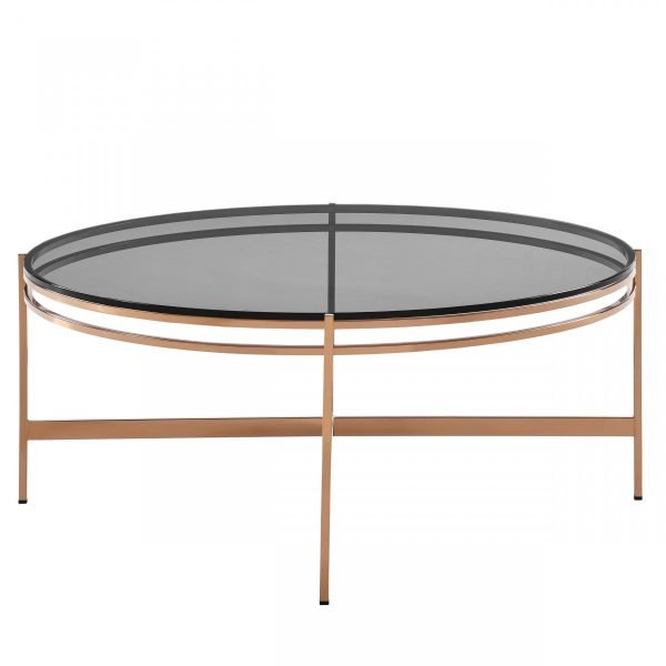 Modrest Bradford - Modern Smoked Glass & Rosegold Coffee Table - Image 3
