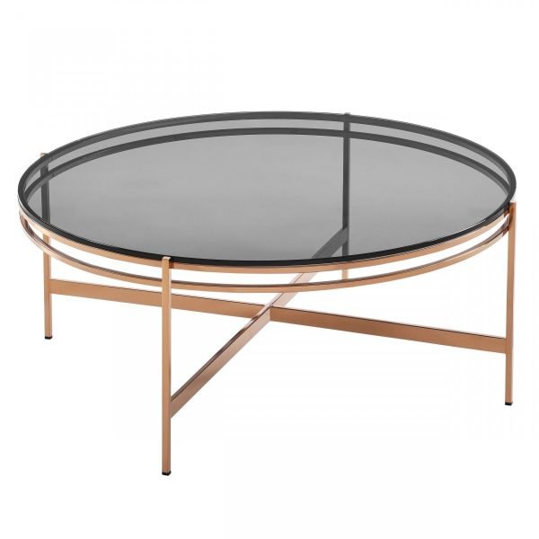 Modrest Bradford - Modern Smoked Glass & Rosegold Coffee Table - Image 2