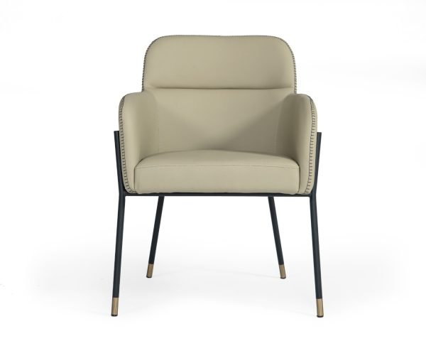 Modrest Brady - Modern Black Metal + Greige Vegan Leather Dining Chair - Image 4