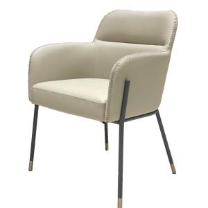 Modrest Brady - Modern Black Metal + Greige Vegan Leather Dining Chair