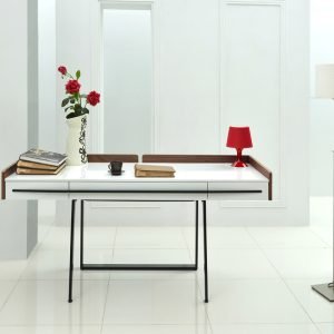 Nova Domus Branton Mid-Century White & Walnut Office Desk