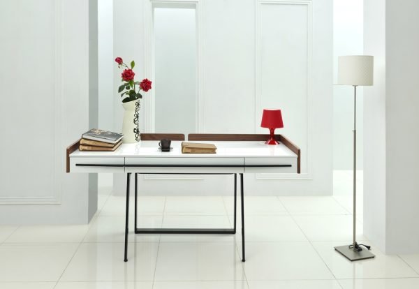 Nova Domus Branton Mid-Century White & Walnut Office Desk