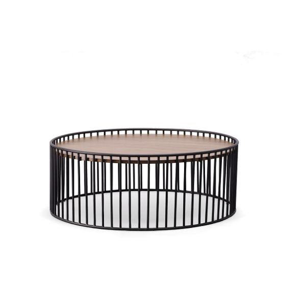 Modrest Bronson Modern Walnut & Black Round Coffee Table - Image 4