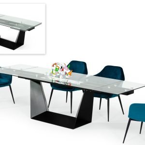 Modrest Bronwin - Modern Black Glass Extendable Dining Table