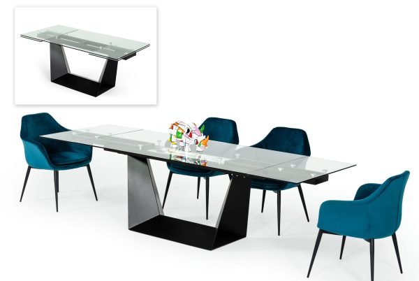 Modrest Bronwin - Modern Black Glass Extendable Dining Table