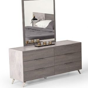 Nova Domus Bronx Italian Modern Faux Concrete & Grey Dresser & Mirror Set