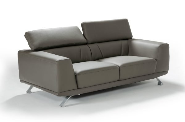 Divani Casa Brustle - Modern Dark Grey Eco-Leather 89" Sofa - Image 2