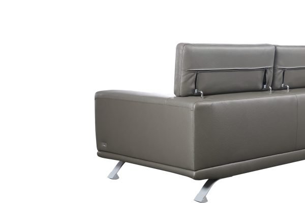 Divani Casa Brustle - Modern Dark Grey Eco-Leather 89" Sofa - Image 3