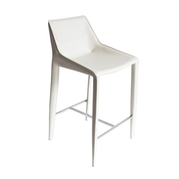 Modrest Halo - Modern Ivory Saddle Leather Counter Stool - Image 3