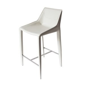 Modrest Halo - Modern Ivory Saddle Leather Counter Stool