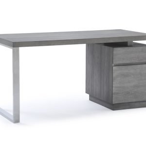 Modrest Carson Modern Grey Elm & Stainless Steel Office Desk