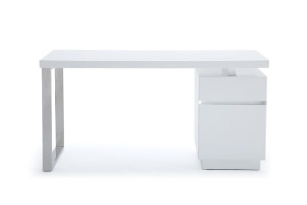 Modrest Carson Modern White & Stainless Steel Office Desk
