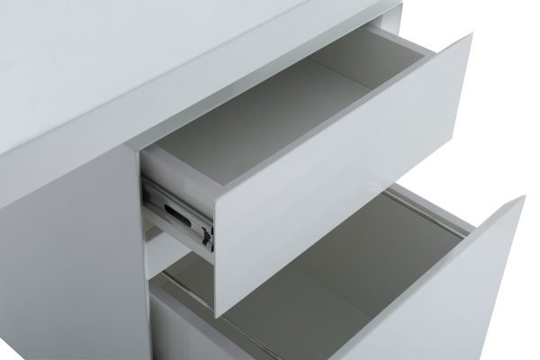 Modrest Carson Modern White & Stainless Steel Office Desk - Image 3