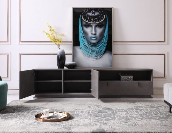 Modrest Buckley - Modern Grey Crackle TV Stand - Image 2