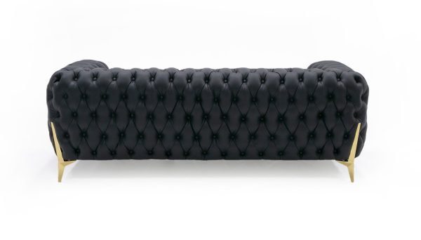 Divani Casa Bunzel - Modern Black Tufted Leather Sofa Set - Image 4