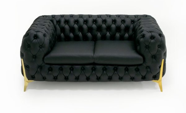 Divani Casa Bunzel - Modern Black Tufted Leather Sofa Set - Image 5
