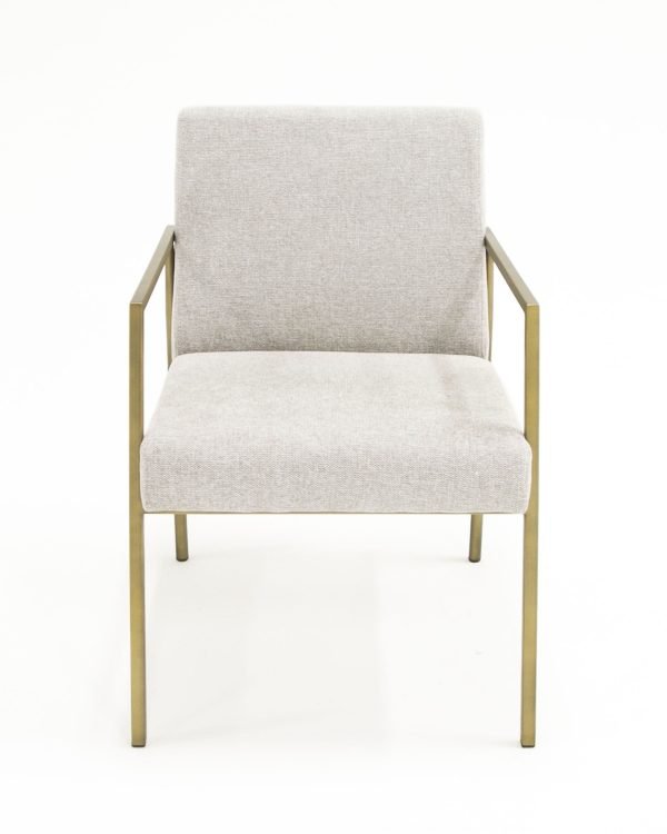 Modrest Burnham - Modern White & Brass Arm Dining Chair - Image 3